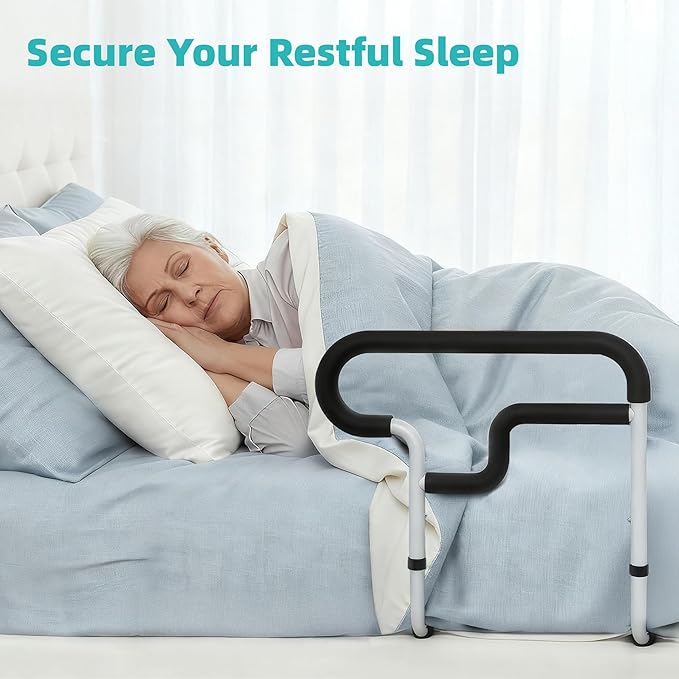 Bed Rails for Elderly Adults Safety, Adjustable Bed Assist Rail for Seniors, Bed Safety Rail with 2 Storage Bag and Fixing Strap, Fit King, Queen, Full, Twin, Supports 300 lbs