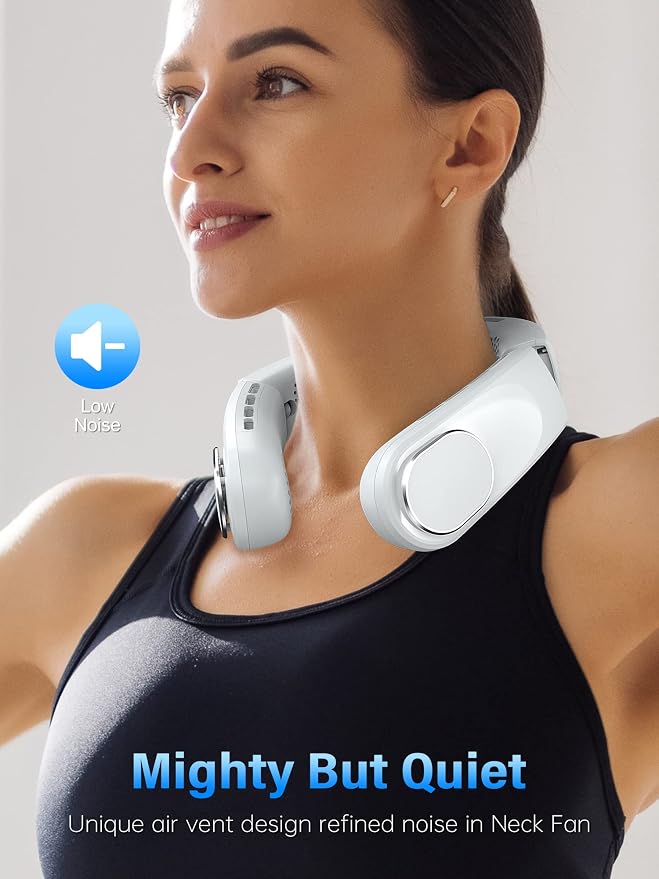 ChillGo Neck Fan, 4 Turbo Foldable Portable Fans - Personal Bladeless Fan | 5200mAh with Strong Airflow, Neck Fans that Blow Cold Air with 4 Vent Small Mini Fans Wearable Cooling Fan for Travel Outdoor