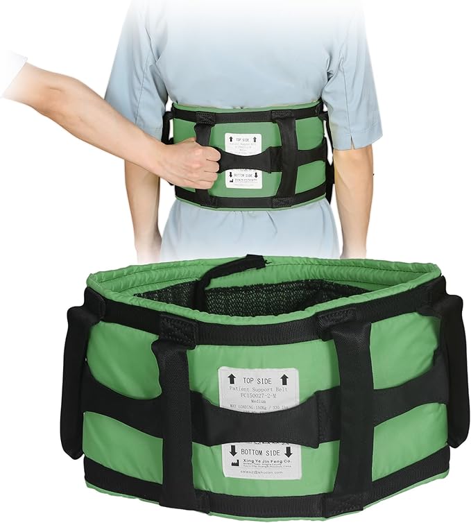 Gait Belts with Padded Handles,Transfer Belts Physical Therapy Belt for Seniors Moving, Lifting Belt Assist Patient/Elderly (Green, Large)