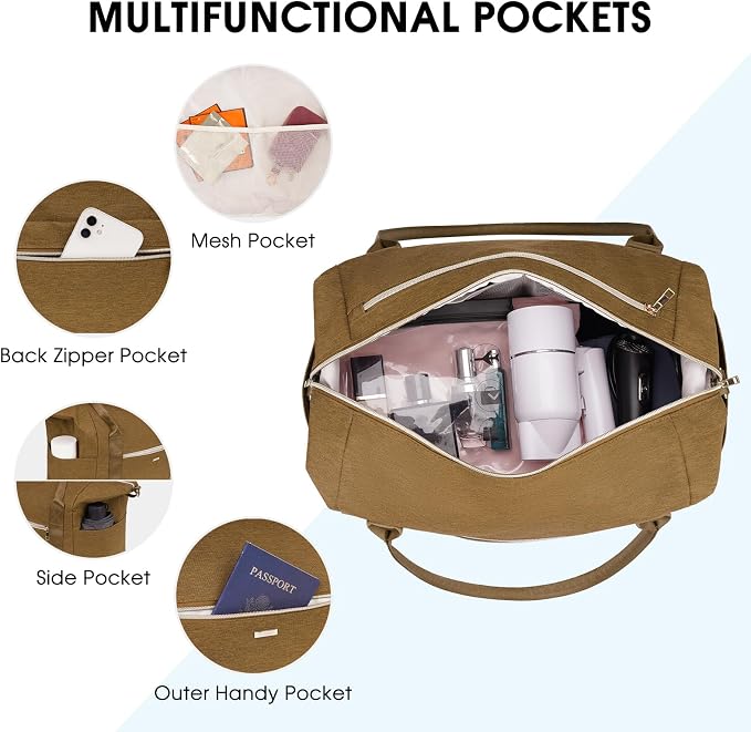 WANDF For Spirit Airlines Personal Item Bag 18x14x8 Underseat with Wet Pocket & Shoe Compartment & Tsa Approved Toiletry Bag