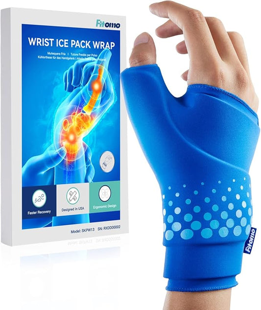 Thumb & Wrist Ice Pack Wrap, Thickened Ice Gel Pad, Ergonomic Fit, Long Lasting Cold & Warm for Carpal Tunnel Relief, Arthritis, Computer Overuse Injuries, Post-Surgery, Post-Workout, Size L/XL