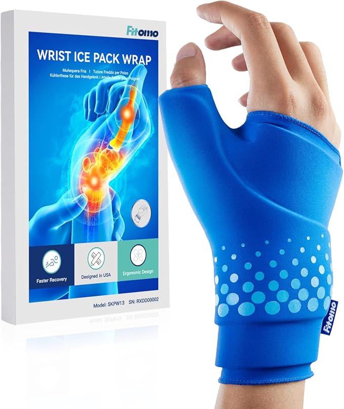 Thumb & Wrist Ice Pack Wrap, Thickened Ice Gel Pad, Ergonomic Fit, Long Lasting Cold & Warm for Carpal Tunnel Relief, Arthritis, Computer Overuse Injuries, Post-Surgery, Post-Workout, Size S/M