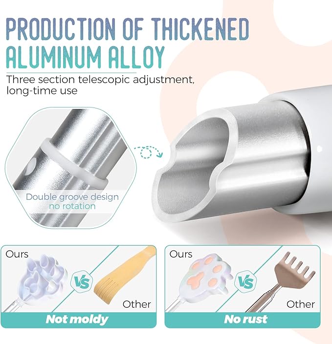 Cat Paw Back Scratcher, Extendable Metal Telescopic Back scratchers with 27 in Long Handle, Relief of Itches, Gift for Man and Woman (Colorful)