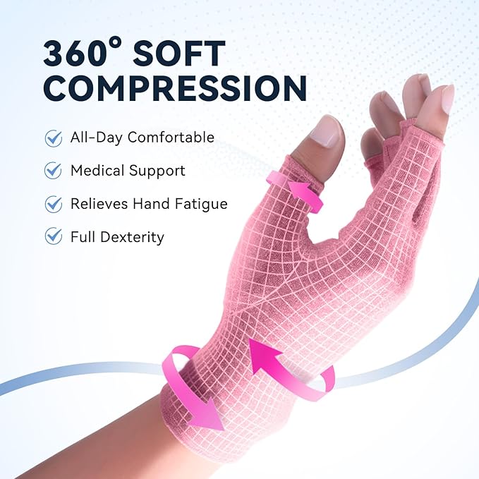 Duerer Arthritis Gloves Women Men, Carpal Tunnel, Rheumatiod, Tendonitis, Fingerless Hand Thumb Compression Gloves