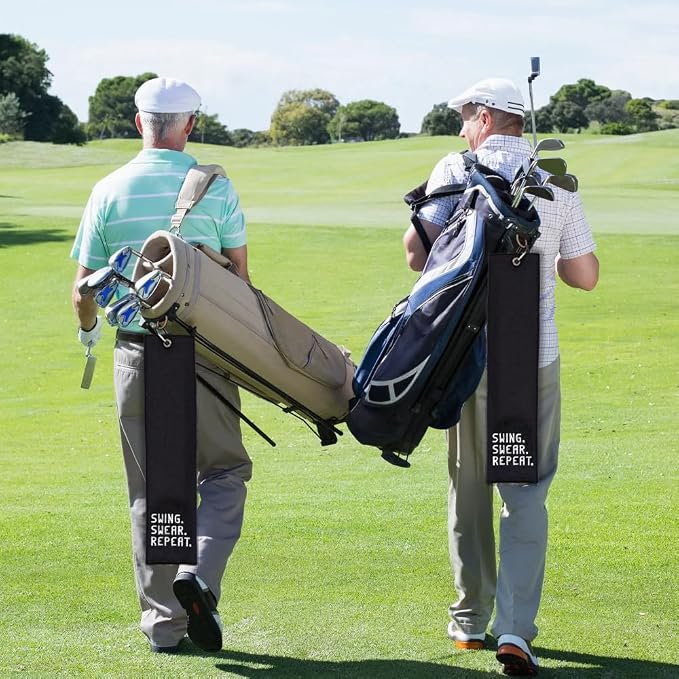 Swing Swear Repeat Embroidered Golf Towel, Funny Towels for Golf Bags with Clip, Golf Accessories for Men Women, Birthday Retirement Gifts for Grandpa Dad Golfer, Golfing Gifts for Grandpa Bro