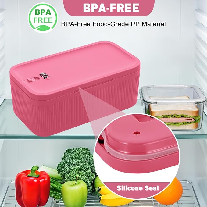 Medicine Lock Box with Code, Lockable Storage Box for Phone Medicine Safe Pill Fridge, Storage Bin for Home Office Gift, Includes Mesh Zipper Pouch, Pink