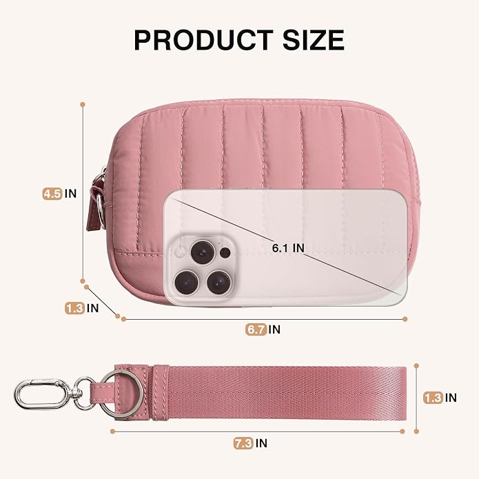 Marvolia Wristlet Wallet for Women Quilted Protective Wristlet Purse | Lightweight, Multi-Pockets with Zipper, for Travel Daily Necessities