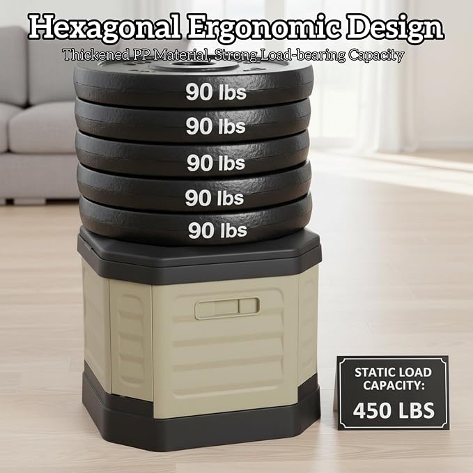 Upgrade Portable Toilet for Adults, Travel Floding Toilet with Lid for Adults & Kids, Camping Toilet Portable Potty for Hiking,Car,Beach and Camping (Khaki, Medium)