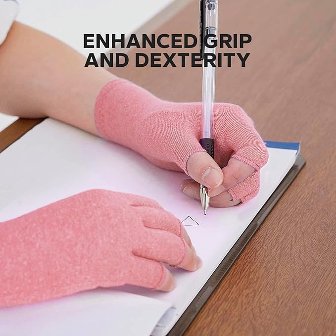 Fingerless Compression Gloves (1 Pair), Cotton Arthritis Gloves Women Men, Arthritis Pain Relief Gloves, Hand Compression Gloves Arthritis for Carpal Tunnel, Rheumatoid, Tendonitis