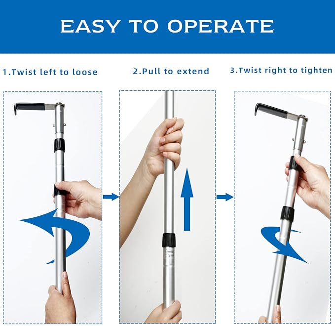 Cargo Retriever Hook, 6 FT Telescoping Cargo Grabber Reach Tool for Truck | Cargo Grabber Reach Tool for Pickup Truck Bed, Telescoping Pull Pole with Grab Hook, Heavy Duty Truck Accessories