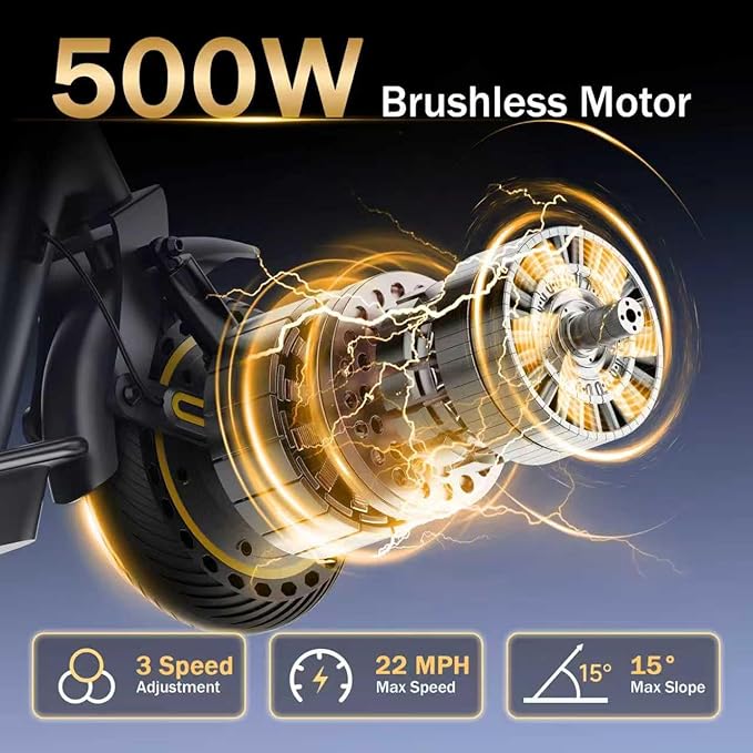Electric Scooter, 10"/8.5" Solid Tire, 500W/350W Powerful Motor & 19/22 MPH Top Speed, 28/25/22/16 Miles Long Range, Folding E Scooter with Dual Braking for Teens and Adults