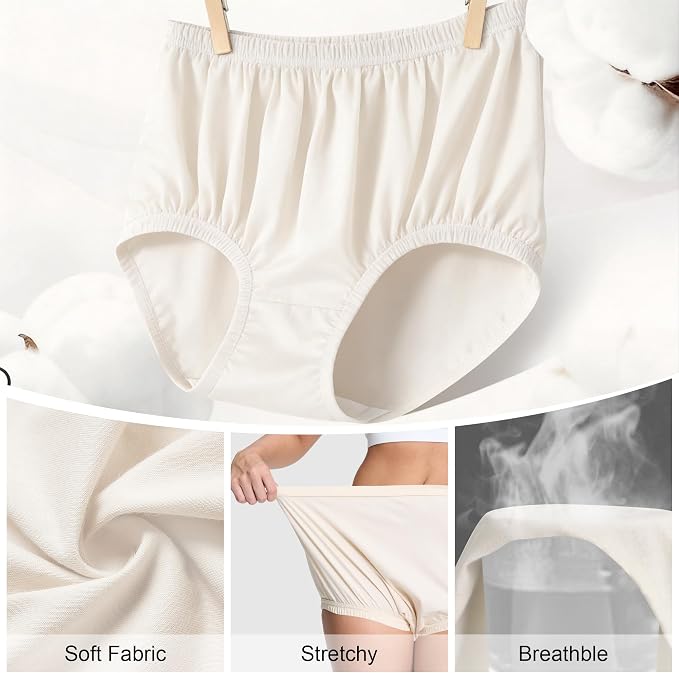 Womens Waterproof Incontinence Pants Leakproof Adult Diaper Covers Plastic Rubber Underwear Alternative(Beige，3XL)