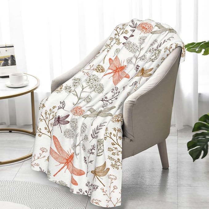 Dragonfly Blanket 40x50 Inches - Super Soft Flannel Dragonfly Throw Blankets for Kids - Dragon Fly Print Blankets Gifts for Boys & Girls - Cozy Fleece Plush Blanket for Bed, Sofa, Car