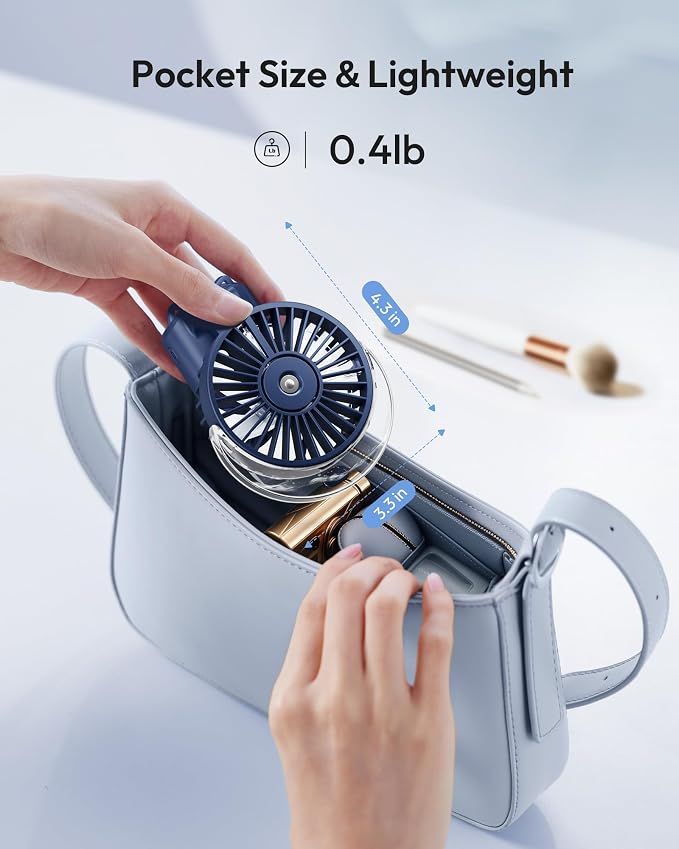 Gaiatop Portable Misting Fan, Rechargeable Handheld Fan with Water Spray | Water Mist Spray, Foldable Design, 3 Speeds, LED Display, USB Rechargeable Fan for Travel, Concerts and Outdoor Use
