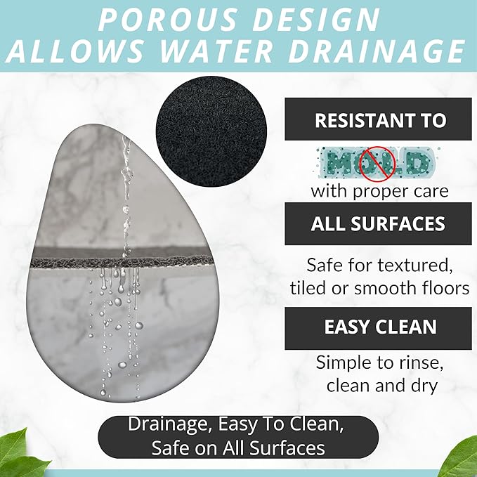 Soft Shower Mat Non Slip - PVC Loofah Inside or Outside Showers, Bathtubs, Bathrooms, and Wet Areas - Safe for Textured Tiled and Smooth Floor - No Suction Cups Secure Anti Slip (Black 24 x 47)