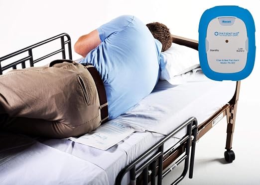 Patient Aid Bed Alarm with 10" x 30" Motion Sensor Pad and Wired Device with Rubber Casing, Ring Sound and Mounting Options, AC Adapter and Battery Powered Wandering and Fall Prevention for Elderly