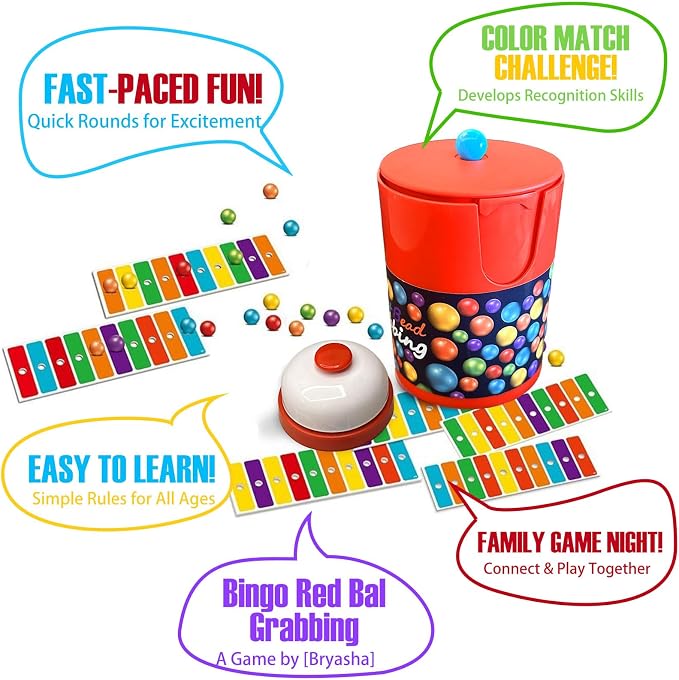 Fast Bead Grabbing Game, Match Color Bingo Game Set, Color Bingo Games for Adults, Hand Speed Challenge Game Best of 2026, Hand Eye Coordination Training, for 2-4 Family Game and Group Gatherings