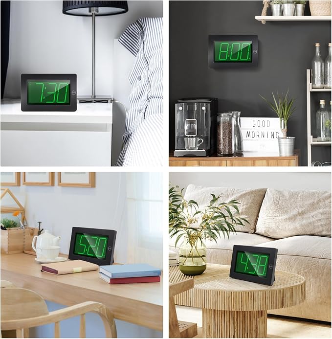 Alarm Clock, Wall Clock, Digital Clock, 3" LED Digit Display, Adjustable Brightness, Auto Night Mode, Auto Alarm Volume Increasing, Wall-Mount & Table-top