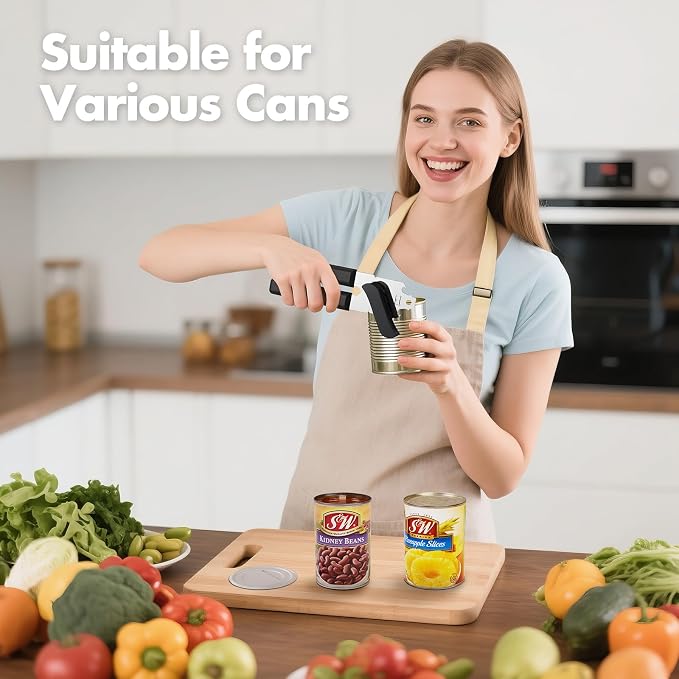 Can Opener Manual, COKORA Can Openers Hand Held with Comfort Anti-Slip Handles, Heavy Duty Stainless Steel Can Opener Smooth Edge and Bottle Openers, Easy Turn Can Openers for Seniors, Kitchen, Black