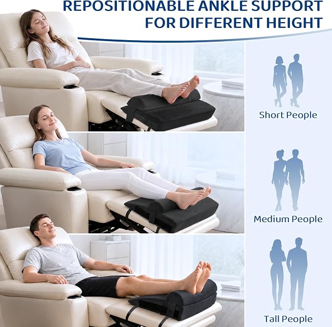 Recliner Foot Rest Cushion with Removable Semi-Cylinder | Customize Support For Every Body Part, Adjustable Recliner Leg Pillow for Recliner&Sofa, 2 Reinforced Strap for No Slip,Black