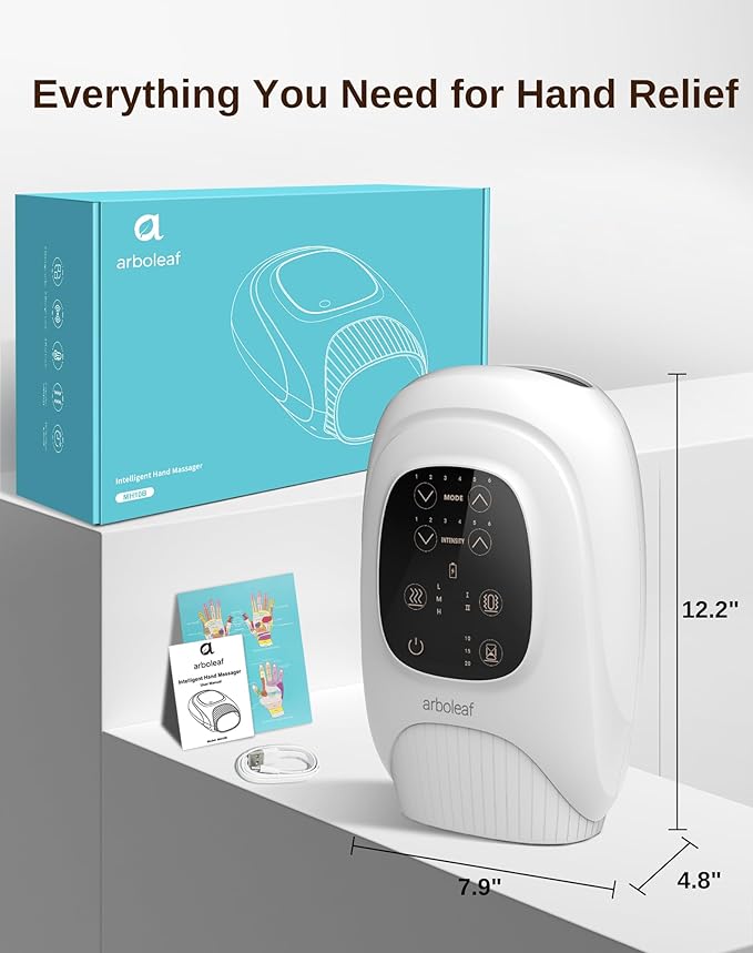 arboleaf Hand Massager with Heat and Compression, for Women Men Mom Dad, 6 Modes and 3 Heating Options, Cordless & Powerful Hand Massager for Finger, Wrist, Palmand Lower Forearm