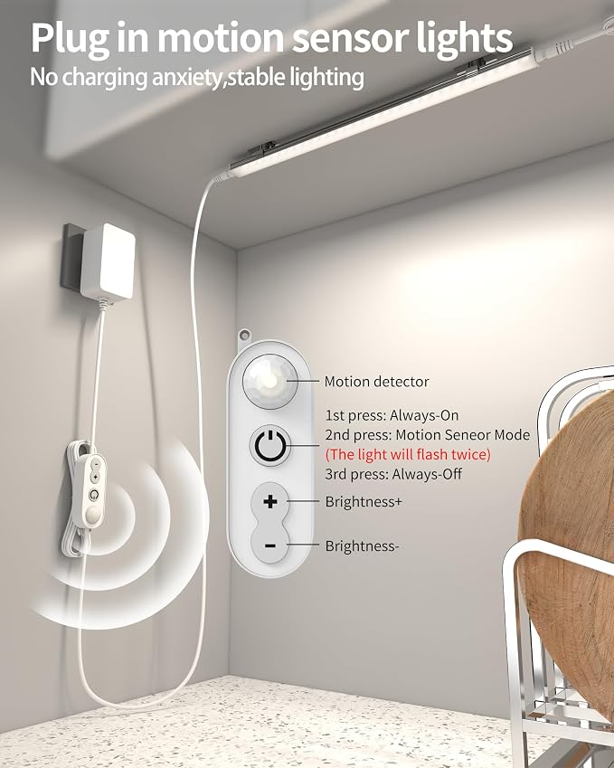 Motion Sensor Under Cabinet Lighting 2700K 3-Pack | Dimmable 12 inches Linkable Warm White 2700K