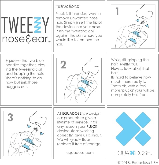 EQUADOSE Tweezy Nose & Ear Hair Remover for Men & Women, Precision Grooming Tool for Pain-Free Hair Removal, Alternative to Trimmers and Waxing Kits, Formerly Pluck, Easy and Effective Solution