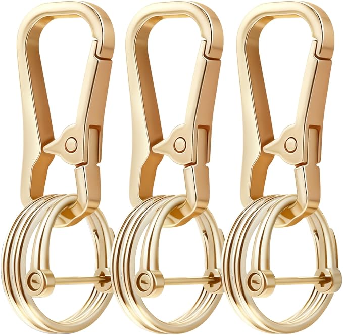 Metal Key Chain Carabiner Clip with Key Ring and D Ring | Heavy duty build, full accessory packs, quick release, multi purpose hook, belt loop holder, separate home and car fob sets