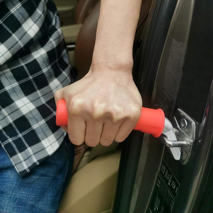 Valorcielo Car Door Handle for Elderly, 300 lb Support, Red 1 Pack | Auto cane portable vehicle support handle with non-slip grip, a car door assist bar for more confident entry and exit