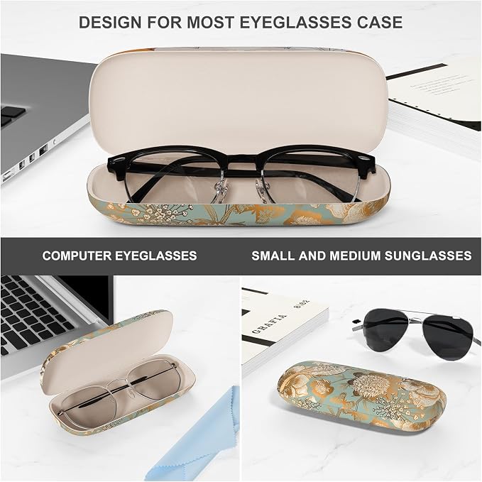 Eyeglasses Case, Portable Hard Shell Protective Case for Glasses, Eyeglass Holder Box for Women with Cleaning Cloth