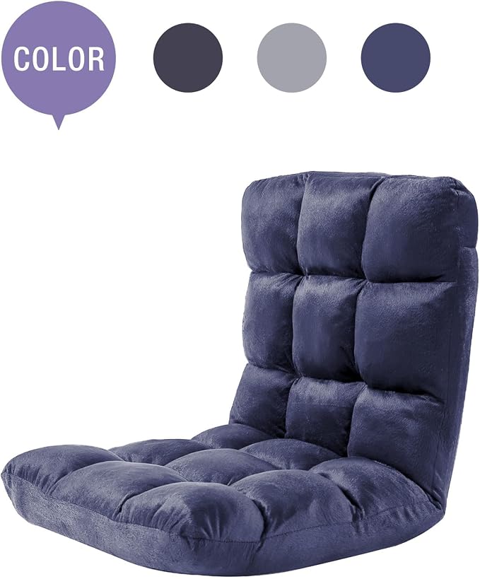 Indoor 5-Position Adjustable Floor Chair with Back Support Folding Padded Gaming Sofa Chair, Lounge Chair for Adults Video Gaming, Perfect for Meditation, Reading QL050-NA