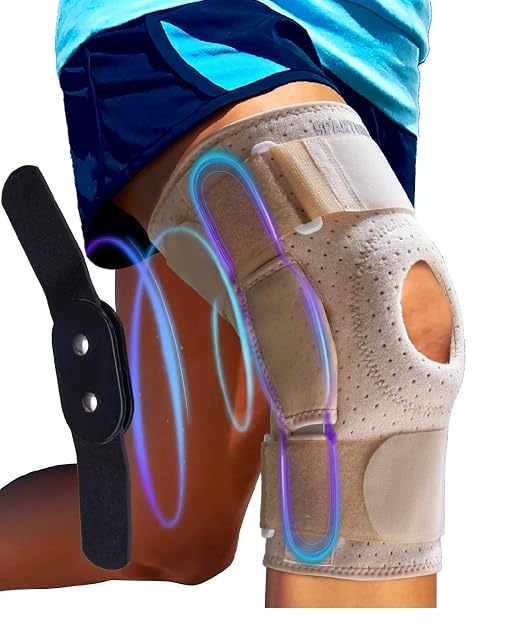 Sparthos Knee Brace - Heavy-Duty Hinged Support for ACL, MCL, Meniscus Tear, Arthritis, Tendonitis Pain - Open Patella - 4-Strap Adjustable, For Men and Women, Check Size Chart (Medium, 12½-15½″ Thigh)