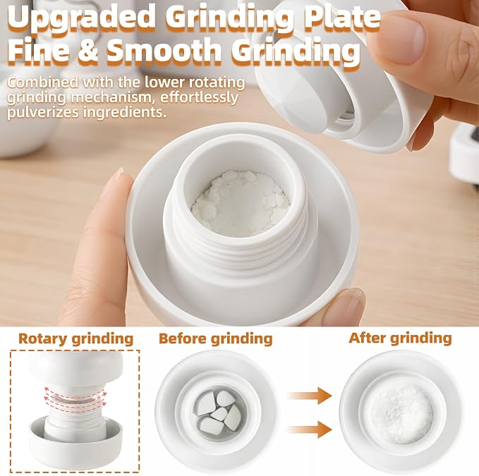 Pill Cutter Splitter for Small and Tiny Pills, 2-in-1 Mini Pill Crusher Grinder, Precise Cutting for Pills Vitamins, Portable for Travel & Pet (White)