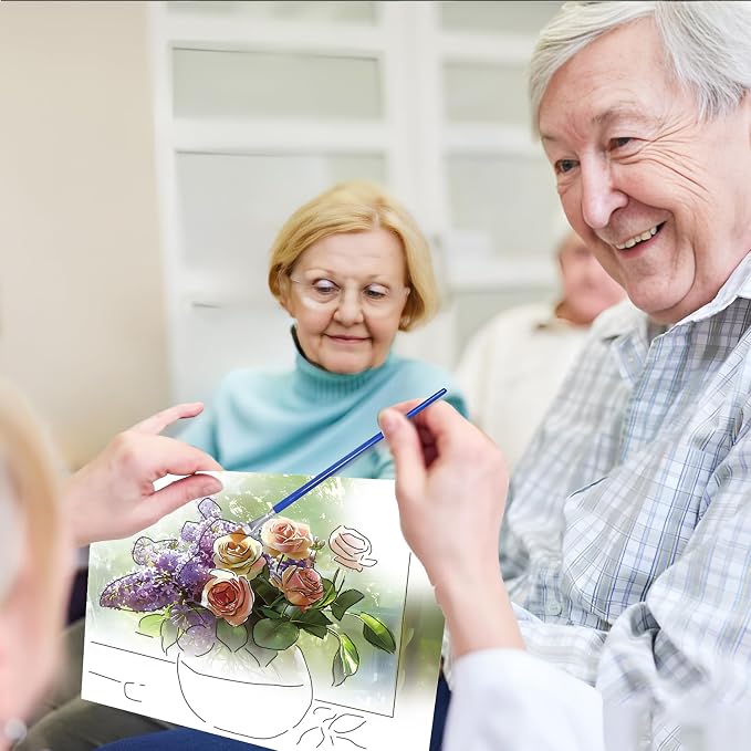 36Pcs Dementia Activities for Seniors,Reusable Water Coloring Set for Dementia Memories Activities, Adults Seniors Toys Games with Painting Brush Drawing Gifts (Famous Paintings of the World)