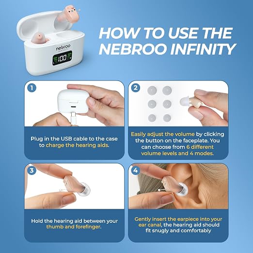 Infinity Hearing Aid & Amplifier | 4-in-1 Environment Settings | 19 Hour Battery Life