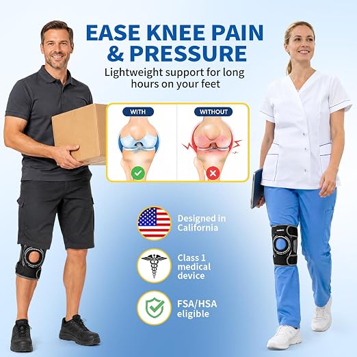 CAMBIVO ELITE Knee Brace with Side Stabilizers & Open Patella Gel Pad — Adjustable Support for Meniscus, Arthritis, ACL, MCL Recovery, Knee Support for Men and Women - Please Check Size Chart