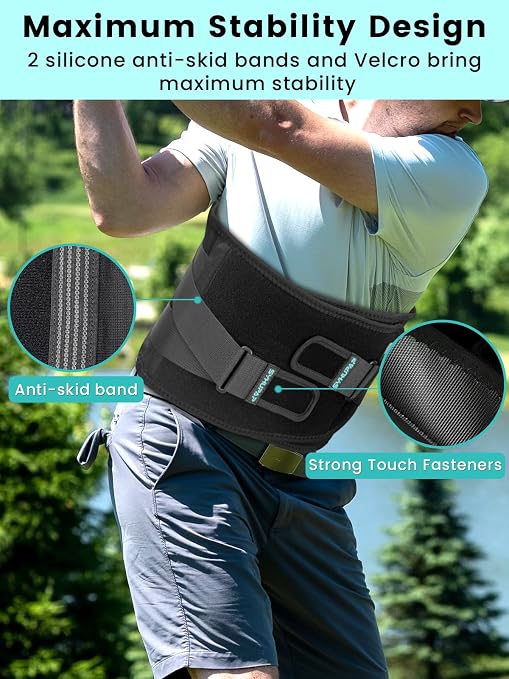 SYXUPAP Back Braces for Lower Back Pain Relief with 6 Stays, Breathable Back Support Belt for Men/Women for work, Anti-skid lumbar support belt with 16-hole Mesh for sciatica, Blue