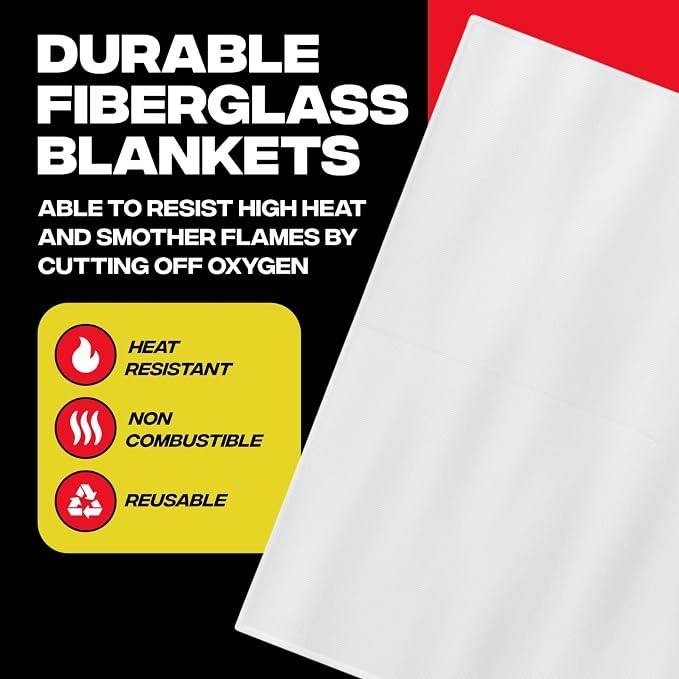 Fire Safety Kit | Kitchen Fire Blanket with Gloves & KN95 Masks | Emergency Fire Suppression Blanket