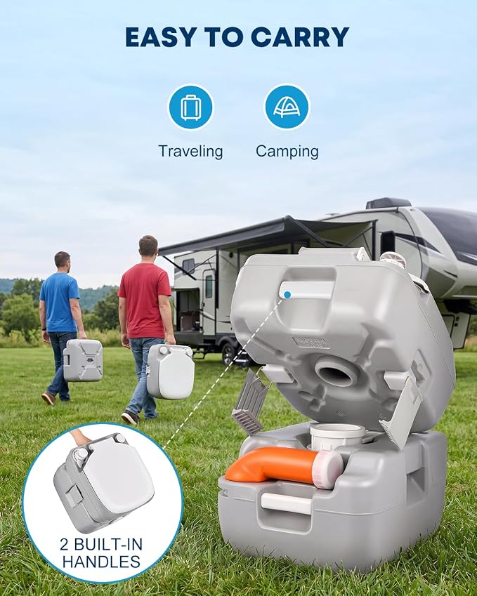 Kohree Portable RV Toilet, Large Camping Toilet Porta Potty, 5.8 Gallon | Detachable Waste Tank, Leak-Proof Toilet with Level Indicator for Adults Home Use, RV Travel, Boat, Trips Indoor Outdoor Use