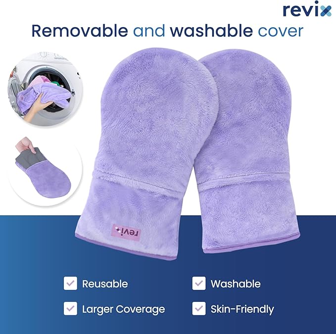 REVIX Microwavable Heating Mittens for Hand and Fingers, Heated Hands Mitts Warmers 1 Pair, Unscented Hand Muff