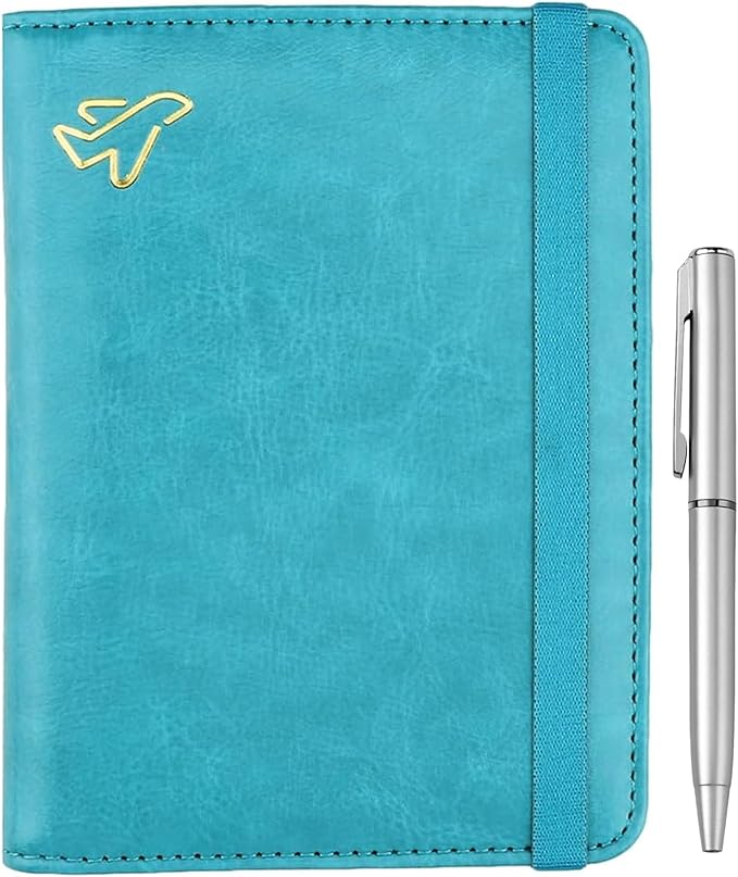 WALNEW Passport Holder for Travel, RFID Passport Wallet, Travel Essentials | PU Leather Passport Cover Case with Pen Holder, Travel Must Haves Accessories, Passport Book Holder for Women