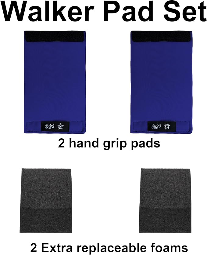 Universal Walker Hand Grip Padded Covers Non-Slip Cushion Foam for Folding Wheelchair Rollator Crutch Handle Pads 2-Pack Navy Blue