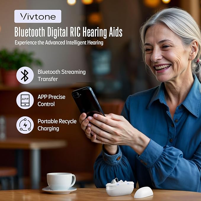 Bluetooth Hearing Aids with Phone Call & Music Streaming, APP Control for Precise Fitting, Rechargeable OTC Hearing Aids for Seniors Adults Men Women, Xpure2.0, White Case