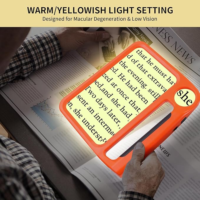5X 10X Full-Page Magnifying Glass with Light, Rechargeable Handheld Magnifier with 3 Light Modes, 48 Lights, Clean Cloth Ideal Gift for Seniors Reading Books Inspection
