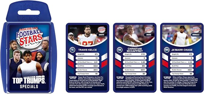 Top Trumps Card Game American Football Stars - Family Games for Kids and Adults - Learning Games - Kids Card Games for 2 Players and More - Kid War Games - Card Wars - for 6 Plus Kids