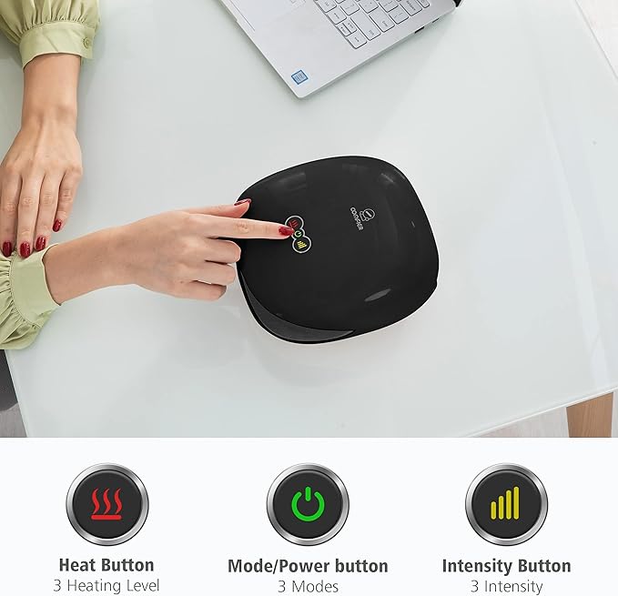 COMFIER Wireless Hand Massager with Heat -3 Levels Compression & Heating,Rechargeable Hand Massager Machine for Carpal Tunnel,Ideal Gifts for Women (Black)
