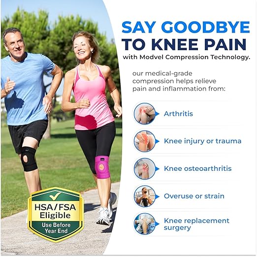 MODVEL Knee Brace with Side Stabilizers | FSA or HSA eligible | Patella Gel Pads Knee Support Braces for Knee Pain, Meniscus Tear,ACL,MCL,Arthritis, Joint Pain Relief,Injury Recovery. (XXL Pink)