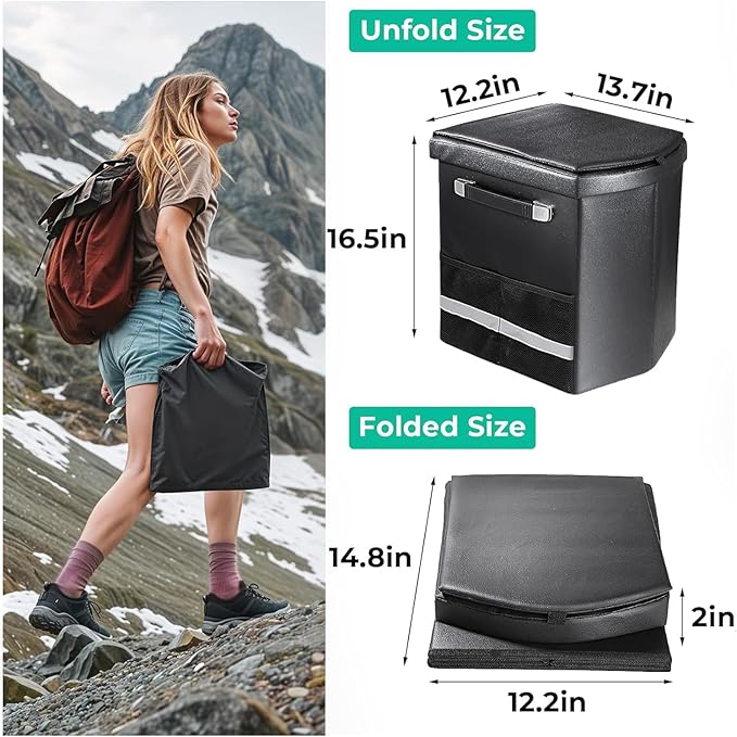 Sckee 2026 Upgraded XL Portable Toilet for Adults,Tall Camping Toilet with Lid and Convenient Carry Bag, Portable Potty for Camping, Hiking, Car Travel,Truck, RV, Boating, Road Trips, Beach