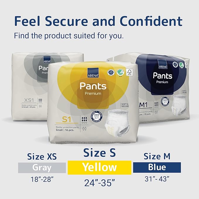 Abena Premium Incontinence Protective Underwear, Abena Pants, Pull-ups, Moderate Absorbency, Level 1, Small, 96 Count