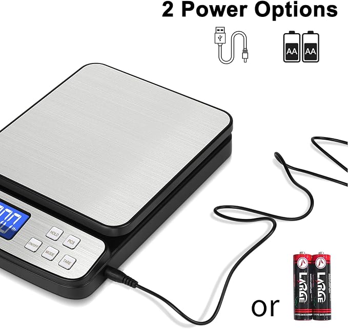 Fuzion Digital Shipping Postal Scale 88lb x 0.1oz, Stainless Steel Platform | All-in-1 Shipping Scale, Large Display, Hold/Tare/PCS Counting, Easy Calibration, 5 Units, Scale for Packages, Small Business